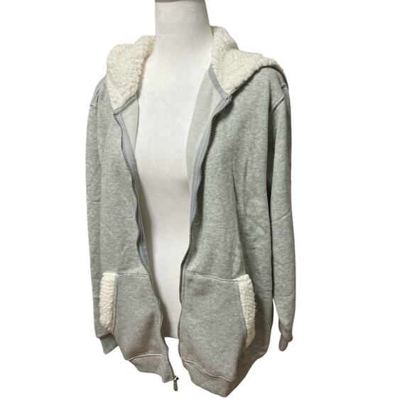Aerie Women's Sweatshirt Jacket Size Small Full Zip White Sherpa Lining Pockets - Picture 2 of 9